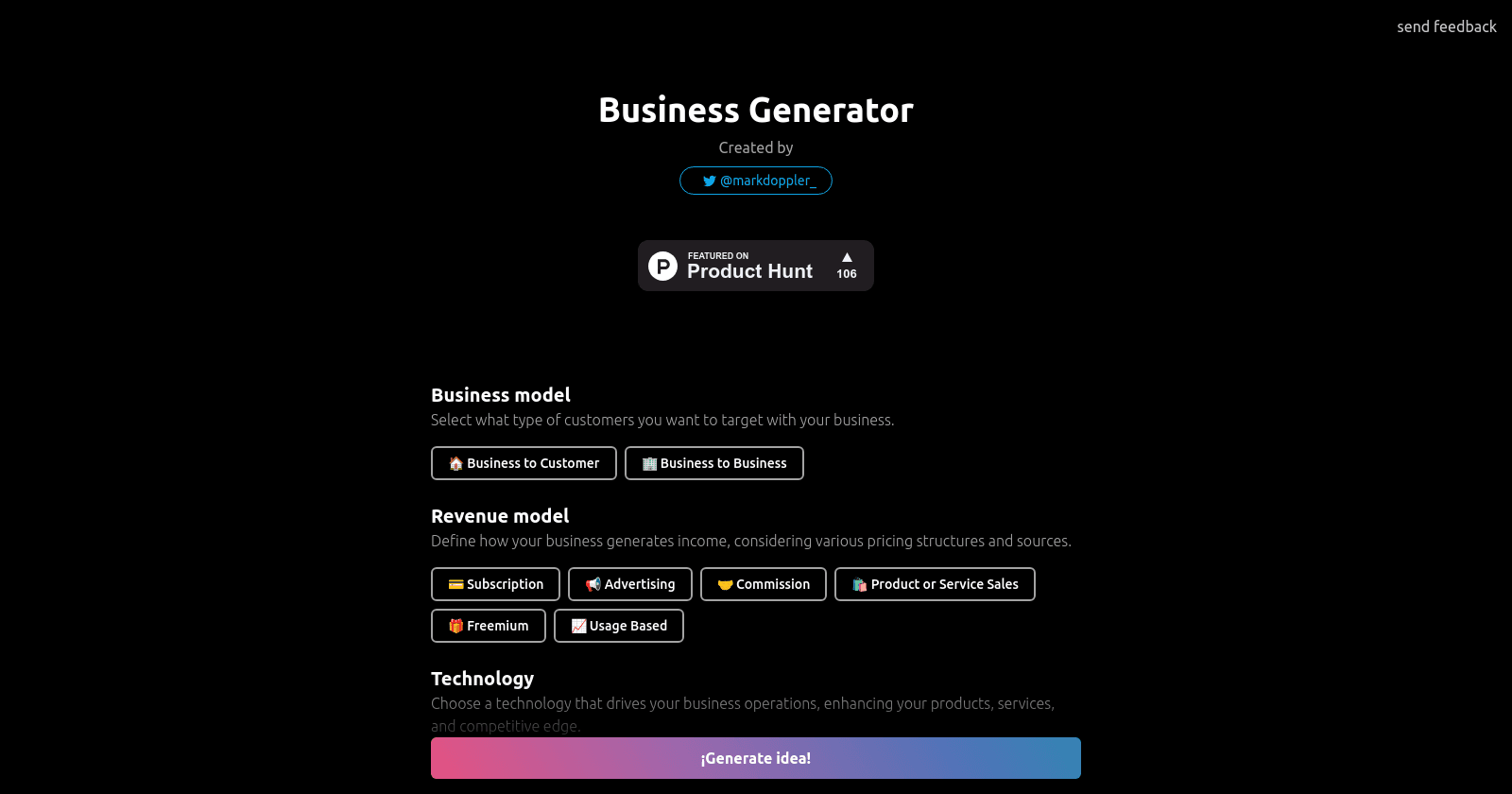 Business Idea Generator AI